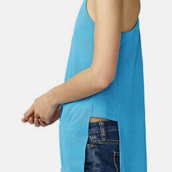 A|X Armani Exchange Women's Mesh High-Low Cami Size Medium Turquoise Gem - Picture 3 of 11